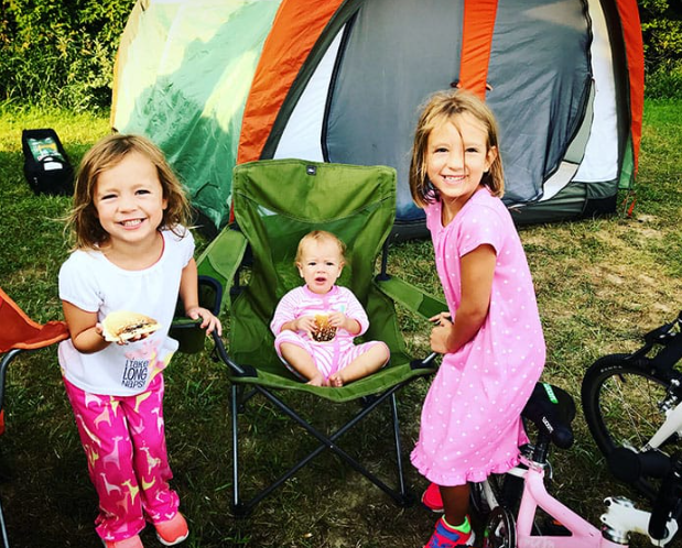 Family camping gear with kids